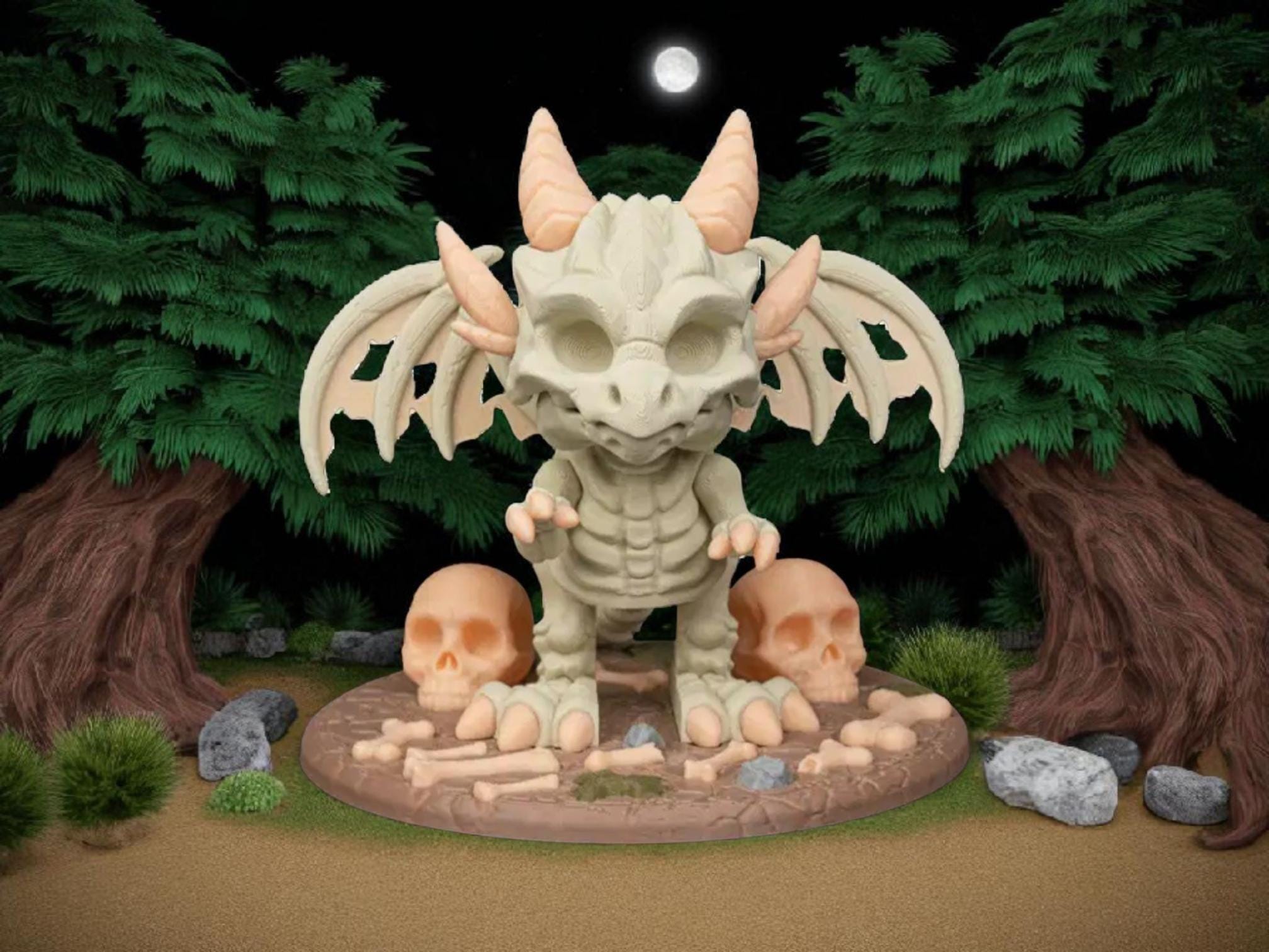 Halloween Dragon Figurine: Custom 3D Printed Gothic Fantasy Decor