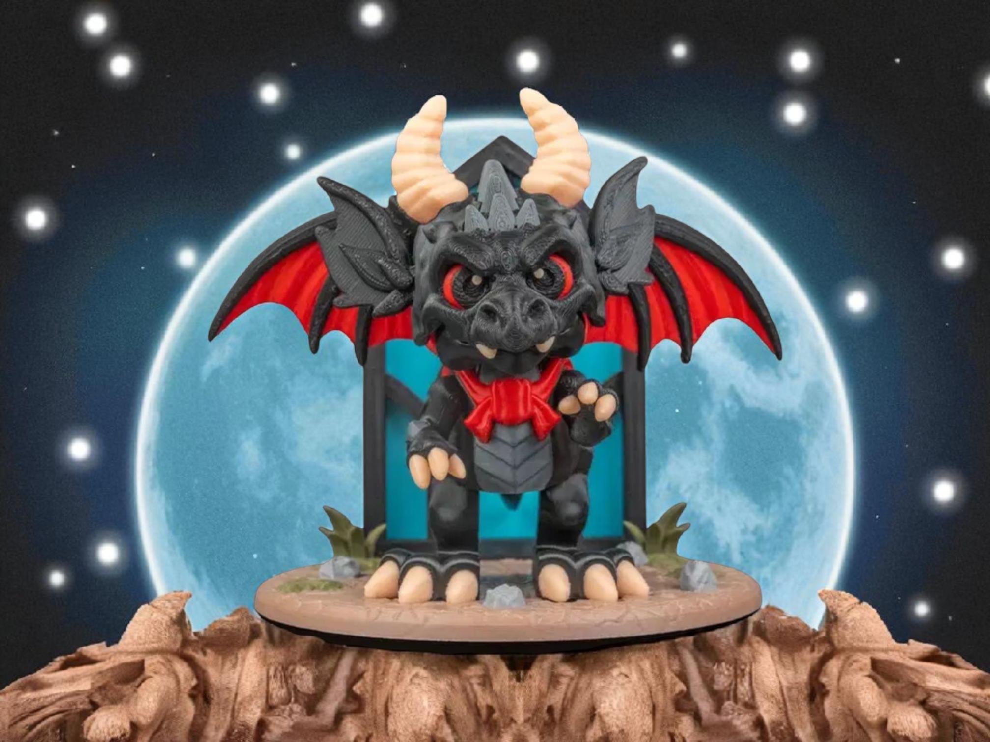 Halloween Dragon Figurine: Custom 3D Printed Gothic Fantasy Decor